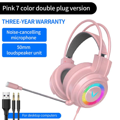 G60 Gaming Headset 7.1 Stereo Svirtual Surround Bass Earphone Headphone with Mic LED Light for Computer PC Gamer Foldable G58