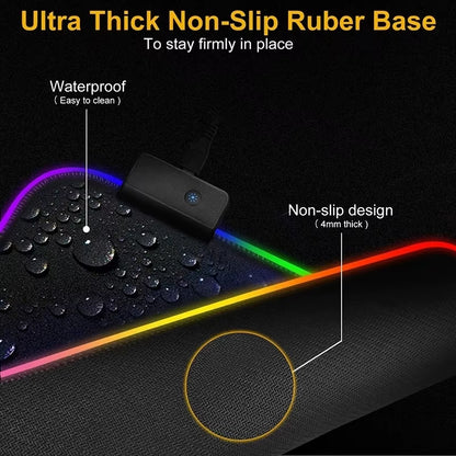 RGB Gaming Mouse Pad LED Light Keyboard Cover Desk Mat Colorful Mouse Pad Waterproof Multi-Size PC Computer Carpet with Backlit