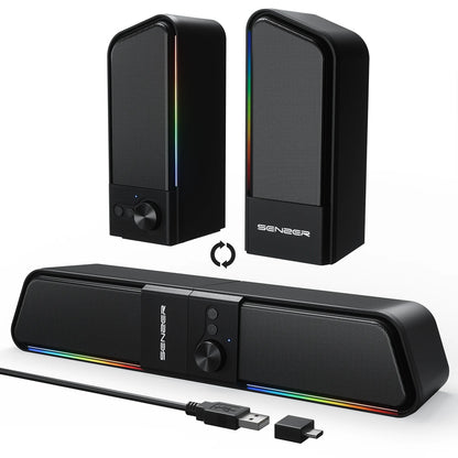 Computer Speakers-Gaming Speaker with Stereo Sound,Pc Sound Bar for Laptop Desktop Monitor (Bluetooth & 3.5Mm Aux)