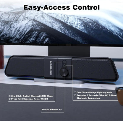Computer Speakers-Gaming Speaker with Stereo Sound,Pc Sound Bar for Laptop Desktop Monitor (Bluetooth & 3.5Mm Aux)
