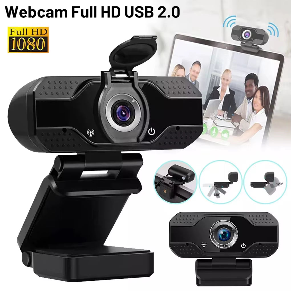 1080P Full HD Web Camera Manual Focus Computer Camera with Universal Clips Fits Laptops Desktops Monitors Webcam with Microphone