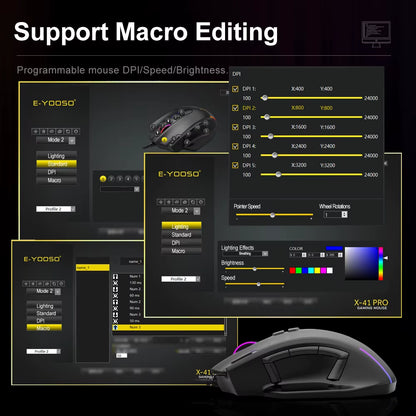 X-41 USB Wired RGB Gaming Mouse 24000 DPI SG8960 10 Buttons Programmable Game Optical Mice for Computer PC Laptop