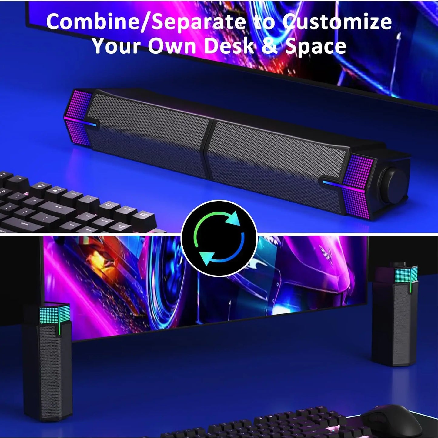 M20 Bluetooth Computer Speakers for PC Desktop Monitor, Wired Usb-Powered,Combine/Separate to Customize Your Desk