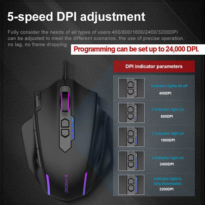 X-41 USB Wired RGB Gaming Mouse 24000 DPI SG8960 10 Buttons Programmable Game Optical Mice for Computer PC Laptop