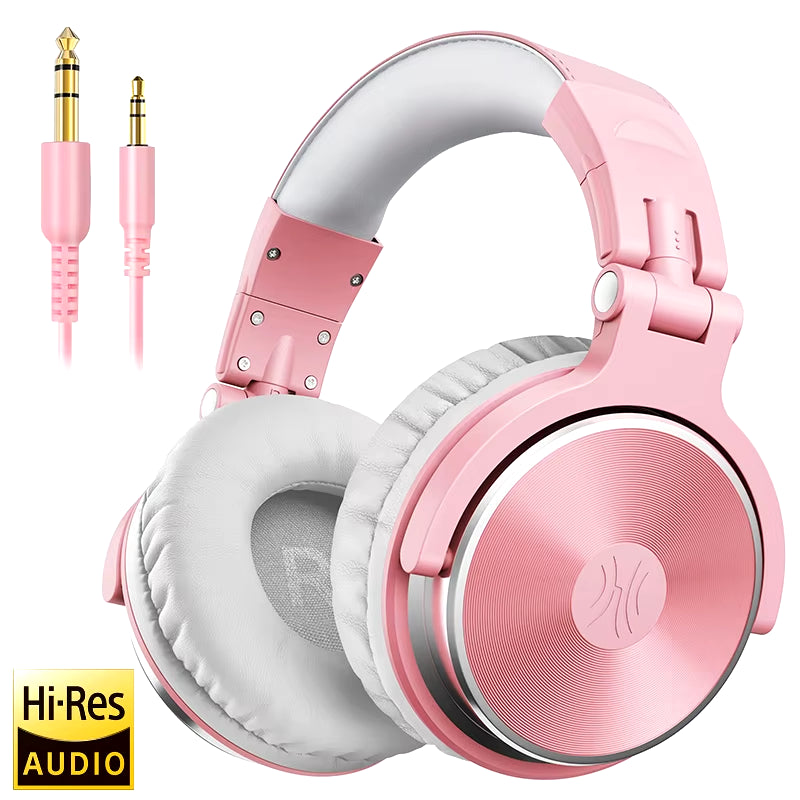 Professional DJ Headphones over Ear Studio Monitor Headset with Microphone HIFI Wired Bass Gaming Headset for Phone