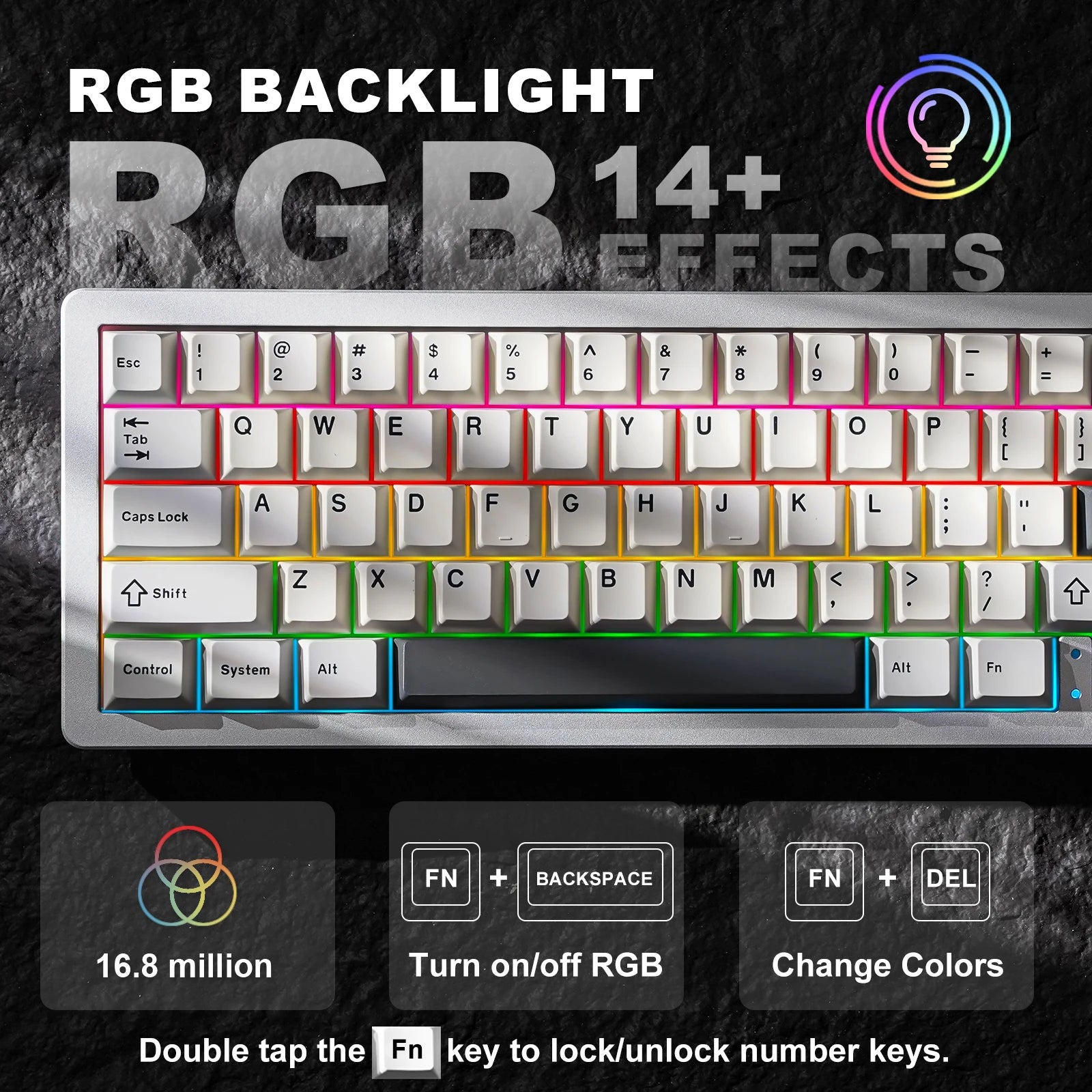 AL66 Wireless Mechanical Keyboard, CNC Aluminum 65% Knob Keyboards, Hot Swappable Pre-Lubed Switch, Customrgb for Win/Mac