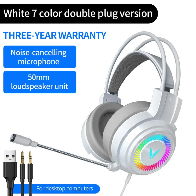 G60 Gaming Headset 7.1 Stereo Svirtual Surround Bass Earphone Headphone with Mic LED Light for Computer PC Gamer Foldable G58