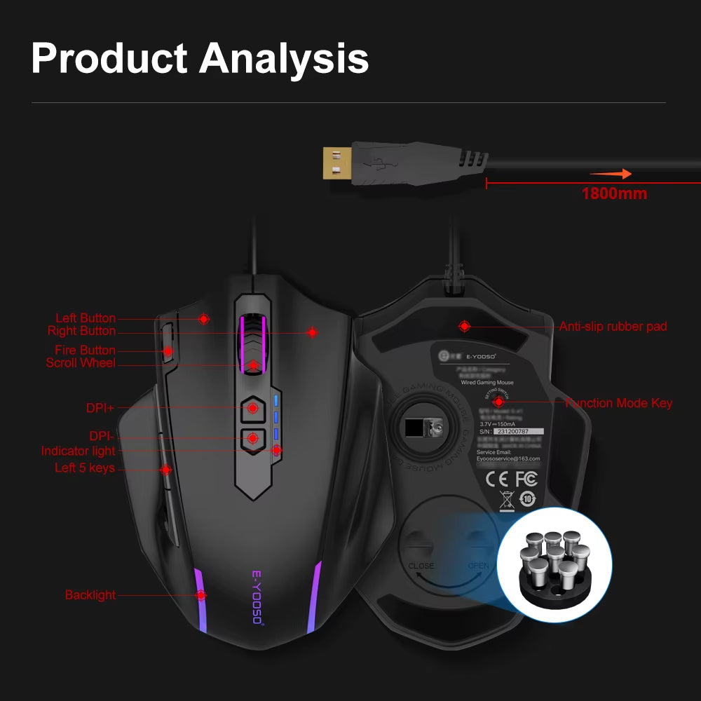 X-41 USB Wired RGB Gaming Mouse 24000 DPI SG8960 10 Buttons Programmable Game Optical Mice for Computer PC Laptop