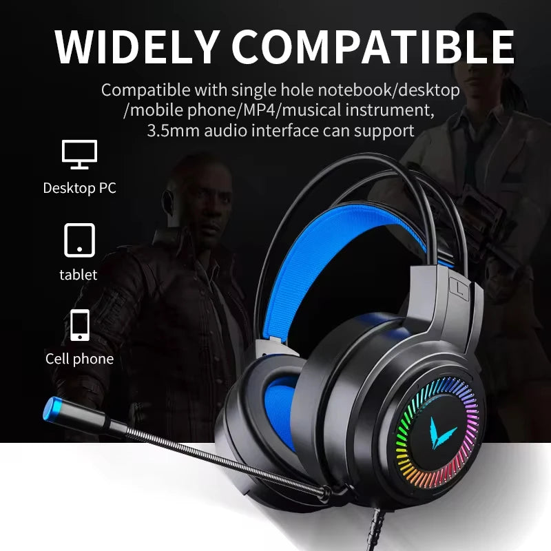 G60 Gaming Headset 7.1 Stereo Svirtual Surround Bass Earphone Headphone with Mic LED Light for Computer PC Gamer Foldable G58