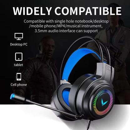 G60 Gaming Headset 7.1 Stereo Svirtual Surround Bass Earphone Headphone with Mic LED Light for Computer PC Gamer Foldable G58