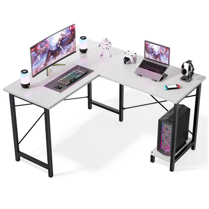 50 Inch L Shaped Desk Computer Gaming Desks Corner Office Table with CPU Shelf for Home Study Writing Work Station for Office
