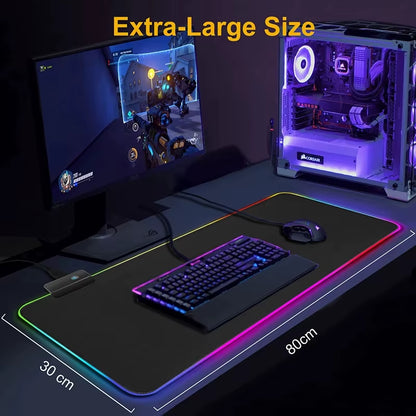 RGB Gaming Mouse Pad LED Light Keyboard Cover Desk Mat Colorful Mouse Pad Waterproof Multi-Size PC Computer Carpet with Backlit