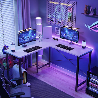 50 Inch L Shaped Desk Computer Gaming Desks Corner Office Table with CPU Shelf for Home Study Writing Work Station for Office