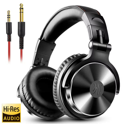Professional DJ Headphones over Ear Studio Monitor Headset with Microphone HIFI Wired Bass Gaming Headset for Phone