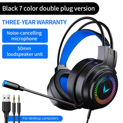 G60 Gaming Headset 7.1 Stereo Svirtual Surround Bass Earphone Headphone with Mic LED Light for Computer PC Gamer Foldable G58