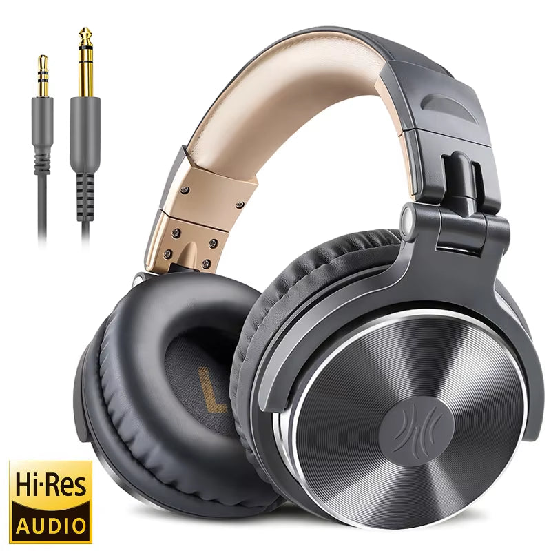 Professional DJ Headphones over Ear Studio Monitor Headset with Microphone HIFI Wired Bass Gaming Headset for Phone