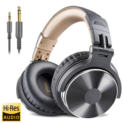 Professional DJ Headphones over Ear Studio Monitor Headset with Microphone HIFI Wired Bass Gaming Headset for Phone