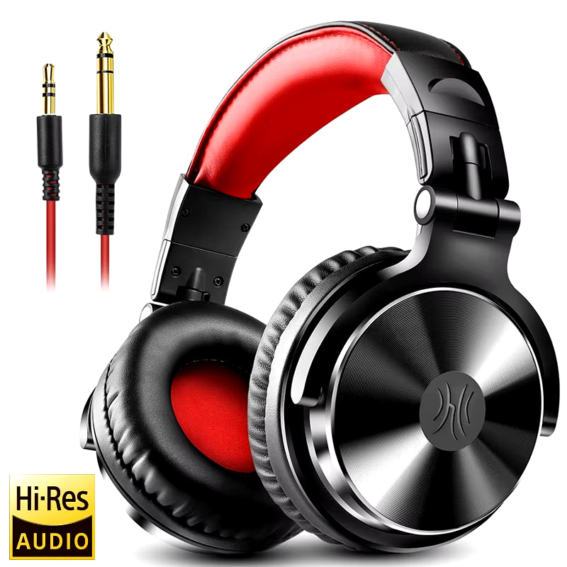 Professional DJ Headphones over Ear Studio Monitor Headset with Microphone HIFI Wired Bass Gaming Headset for Phone
