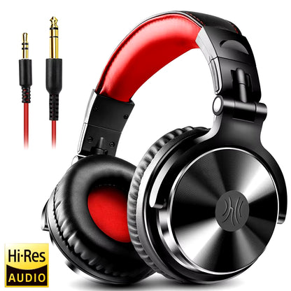 Professional DJ Headphones over Ear Studio Monitor Headset with Microphone HIFI Wired Bass Gaming Headset for Phone