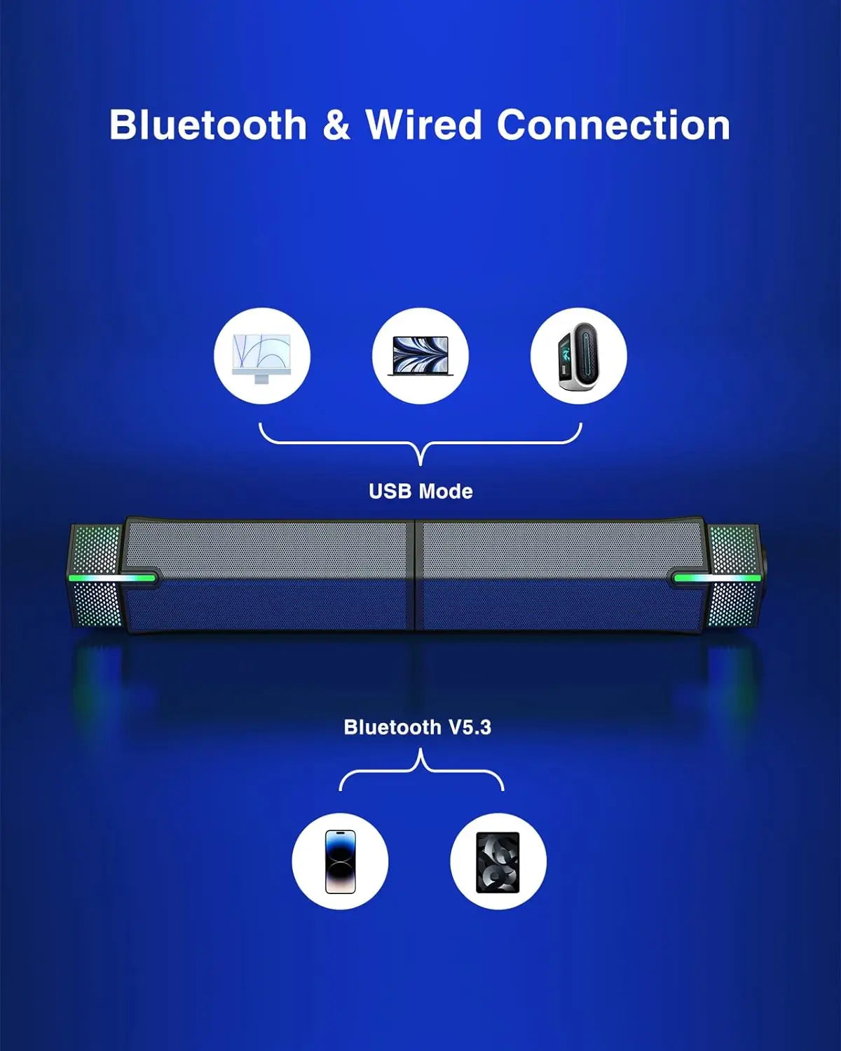 M20 Bluetooth Computer Speakers for PC Desktop Monitor, Wired Usb-Powered,Combine/Separate to Customize Your Desk