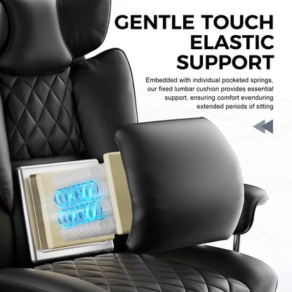 Big and Tall Gaming Chair with Pocket Spring Lumbar Support, Ergonomic Office Chair with Footrest